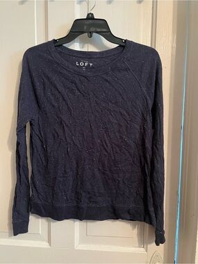 LOFT Navy Speckled Crewneck Sweatshirt
